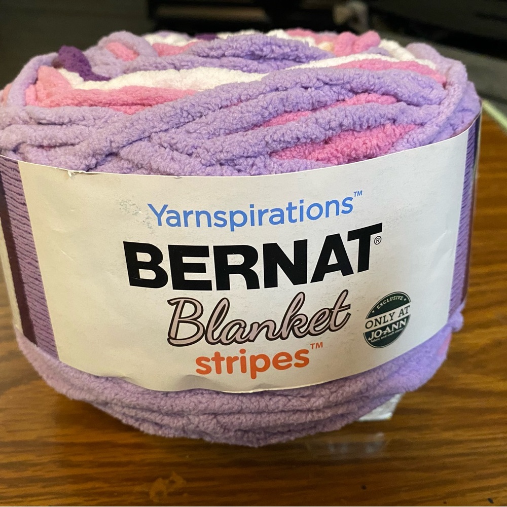 Bernat Blanket Stripes Yarn - Purple and Pinks